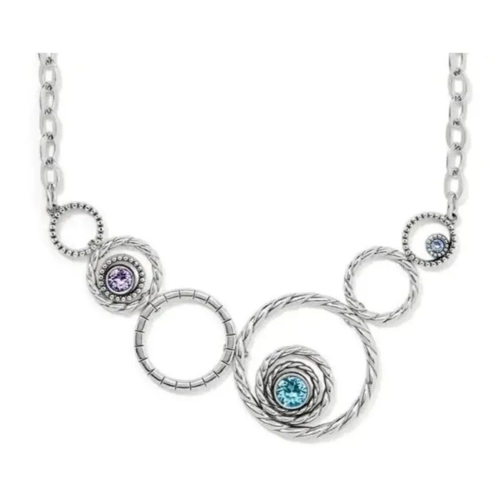 Brighton Halo Radiance Statement Necklace Silver Tanzanite NWT